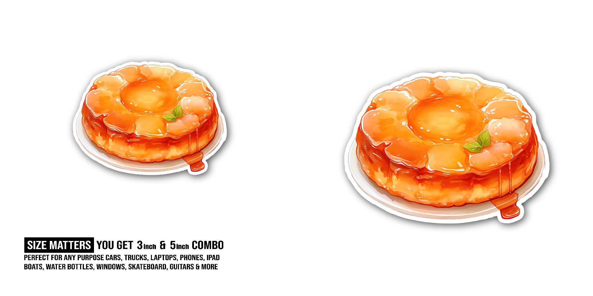 Tasty Pineapple Cake Sticker, Waterproof Vinyl Decal Sticker Indoor Or Outdoor 2 (Pieces) 3" and 5"