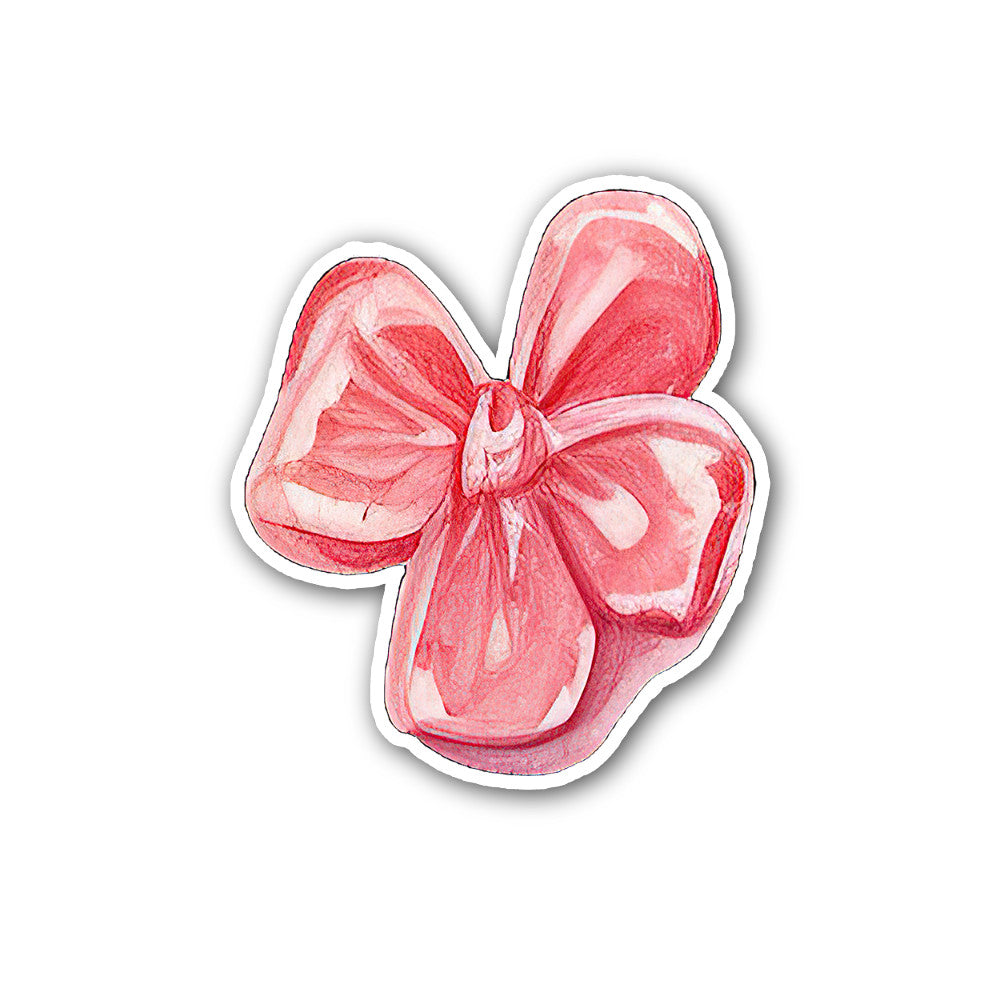 Pink Beautiful bow Sticker, Waterproof Vinyl Decal Sticker Indoor Or Outdoor 2 (Pieces) 3" and 5"