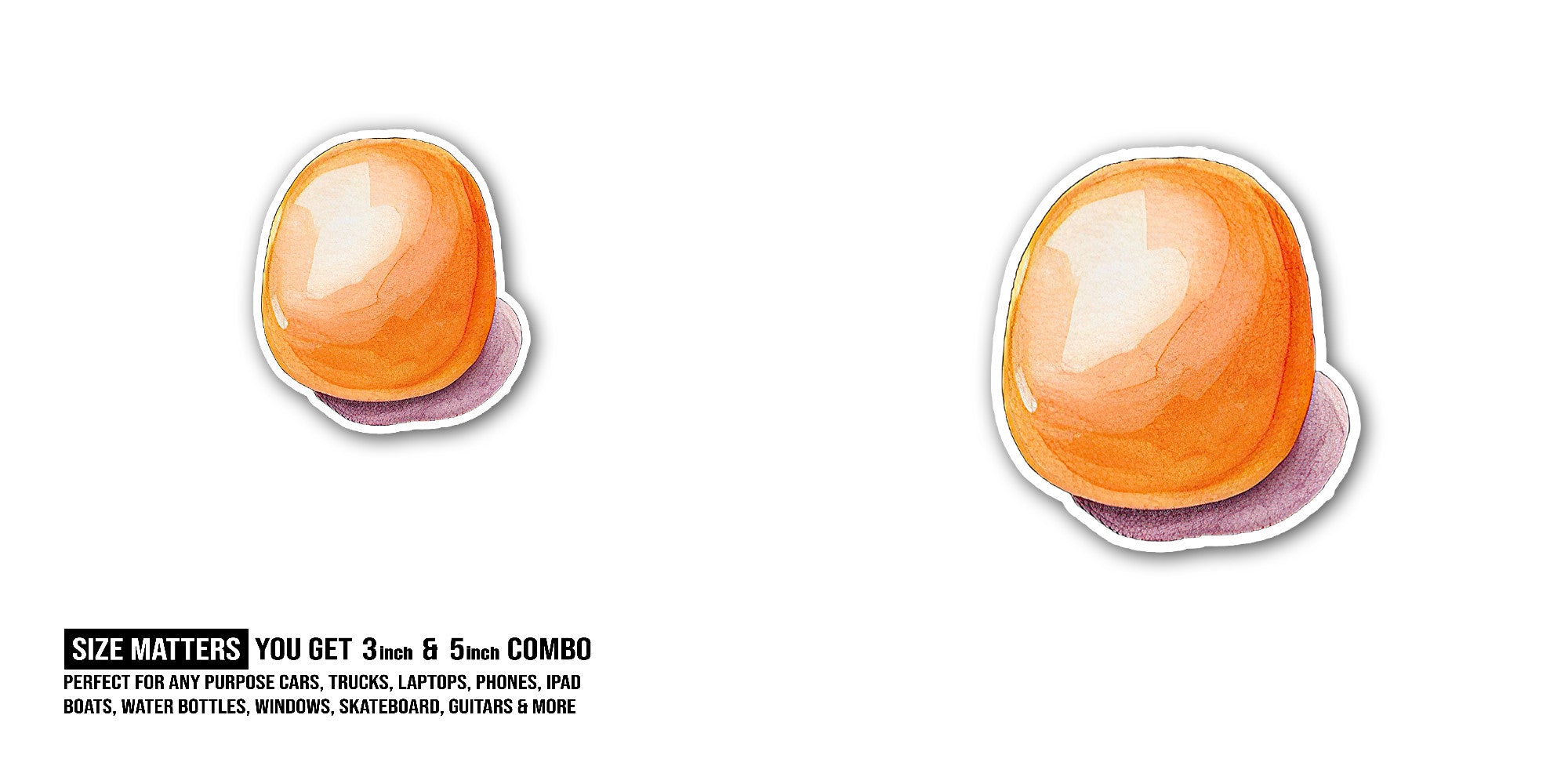 Orange Yummy Toffee  Sticker, Waterproof Vinyl Decal Sticker Indoor Or Outdoor 2 (Pieces) 3" and 5"
