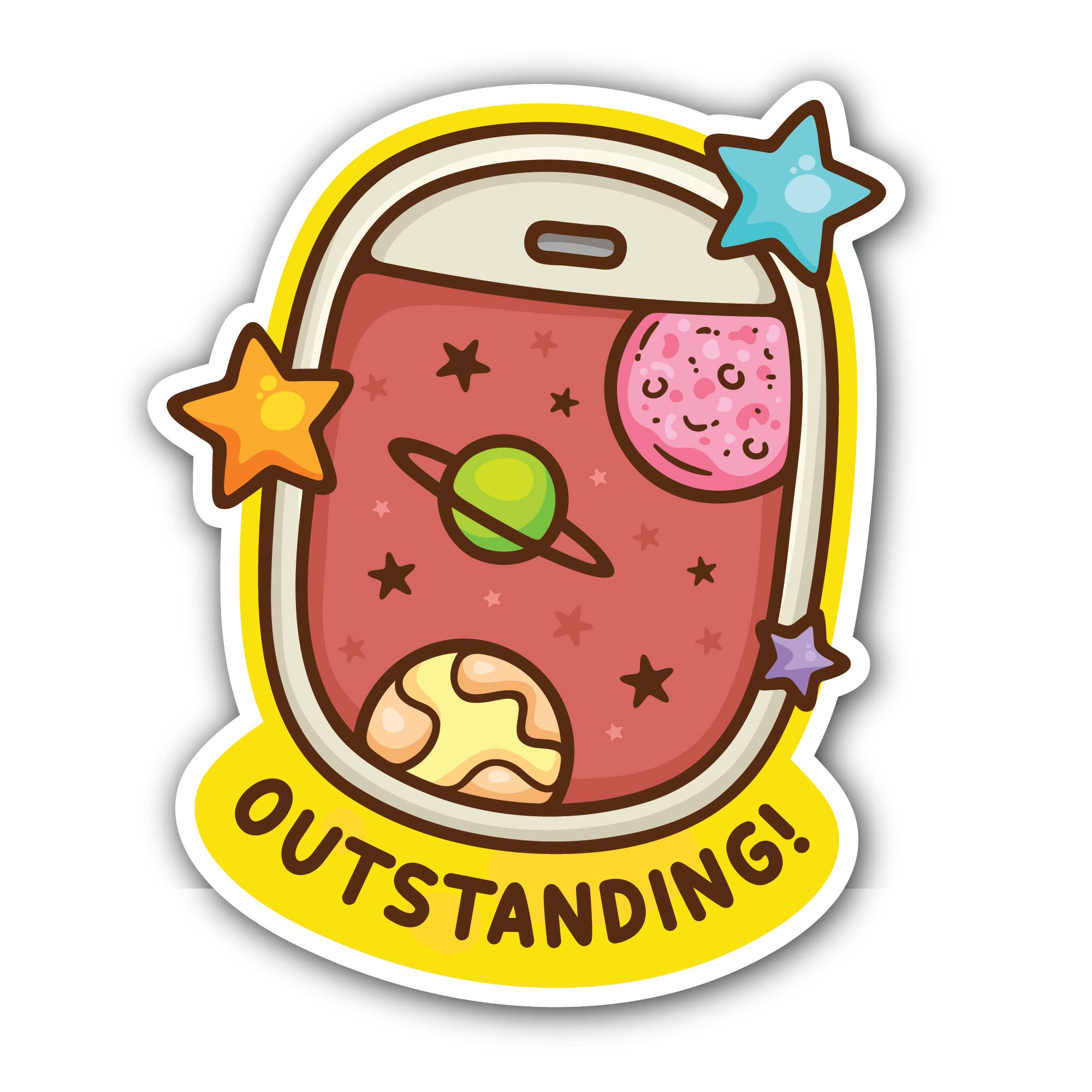 Planet Sticker, Waterproof Vinyl Decal Sticker Indoor Or Outdoor 2 (Pieces) 3" and 5"