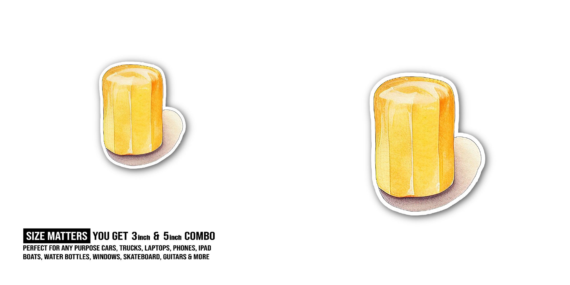 Sweet Yummy marshmallow  Sticker, Waterproof Vinyl Decal Sticker Indoor Or Outdoor 2 (Pieces) 3" and 5"