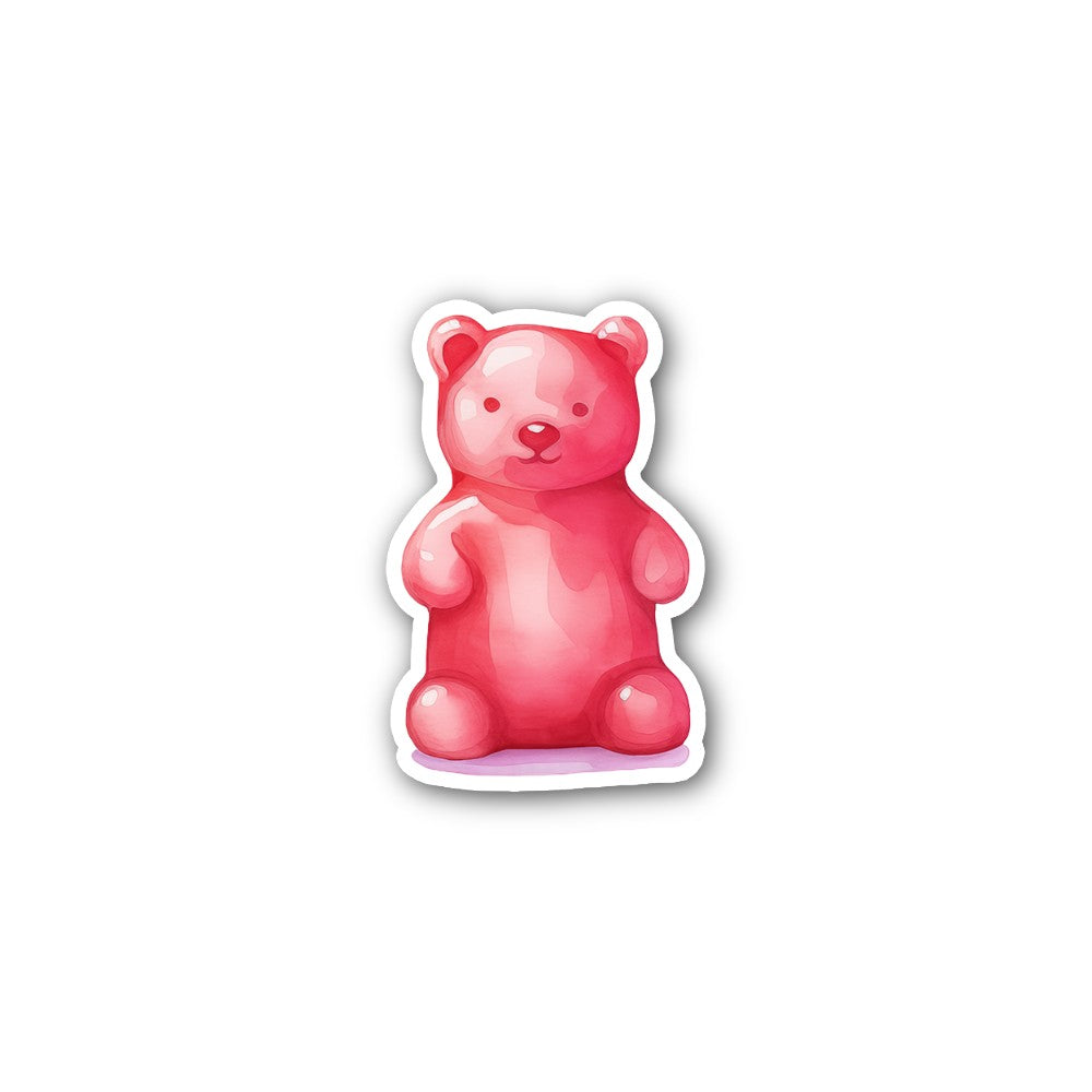 Pink Jelly Bear Sticker, Waterproof Vinyl Decal Sticker Indoor Or Outdoor 2 (Pieces) 3" and 5"