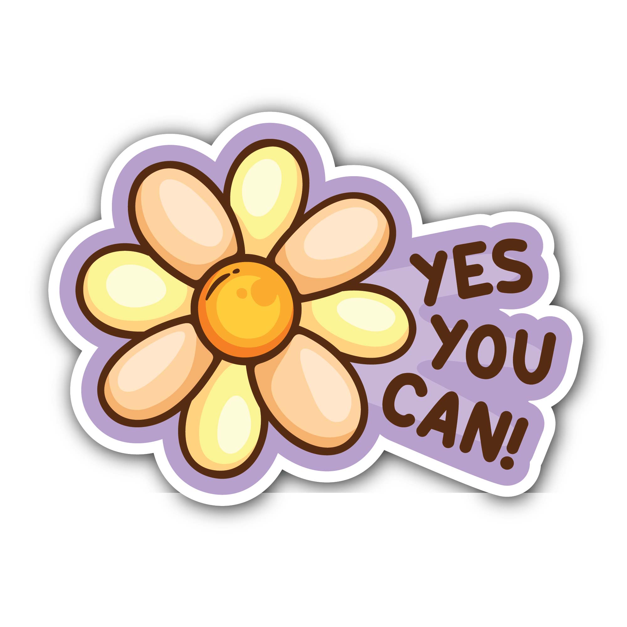 Flower with Yes You Can Sticker, Waterproof Vinyl Decal Sticker Indoor Or Outdoor 2 (Pieces) 3" and 5"
