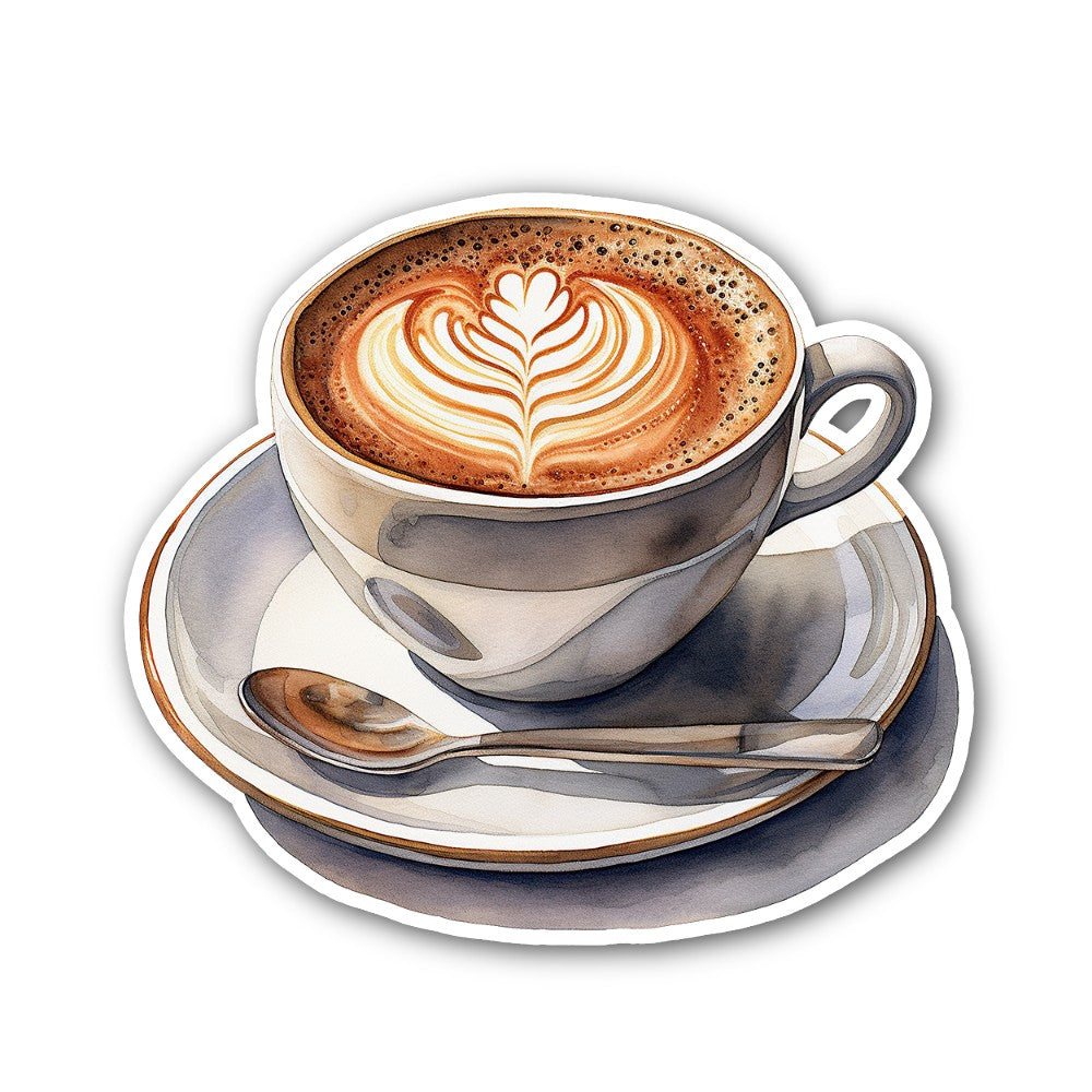 Cappuccino Sticker, Waterproof Vinyl Decal Sticker Indoor Or Outdoor 2 (Pieces) 3" and 5"
