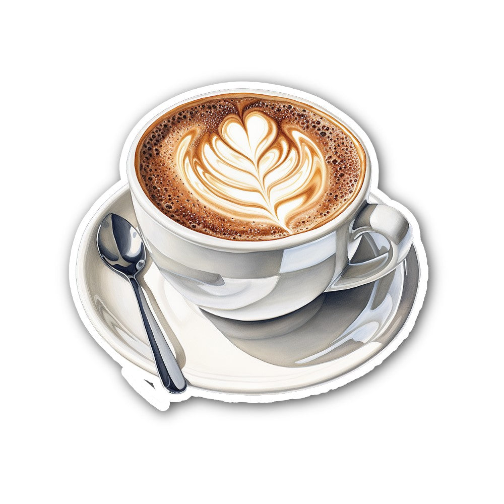 Cappuccino Coffee Sticker, Waterproof Vinyl Decal Sticker Indoor Or Outdoor 2 (Pieces) 3" and 5"