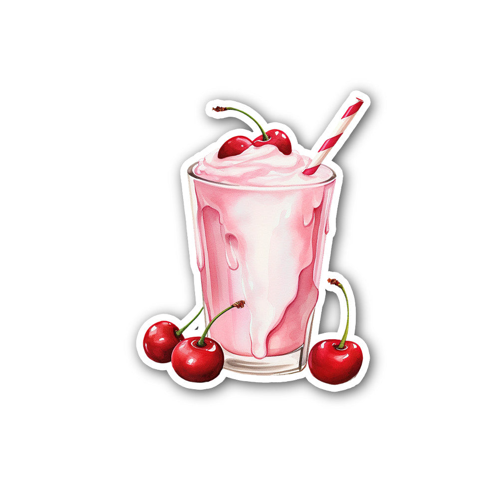 Cherry milkshake Sticker, Waterproof Vinyl Decal Sticker Indoor Or Outdoor 2 (Pieces) 3" and 5"