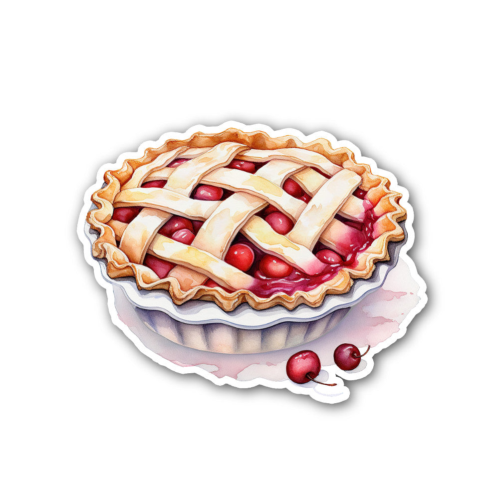 Cherry pie Sticker, Waterproof Vinyl Decal Sticker Indoor Or Outdoor 2 (Pieces) 3" and 5"