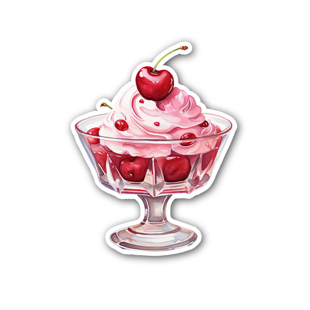 Cherry Ice cream Sticker, Waterproof Vinyl Decal Sticker Indoor Or Outdoor 2 (Pieces) 3" and 5"