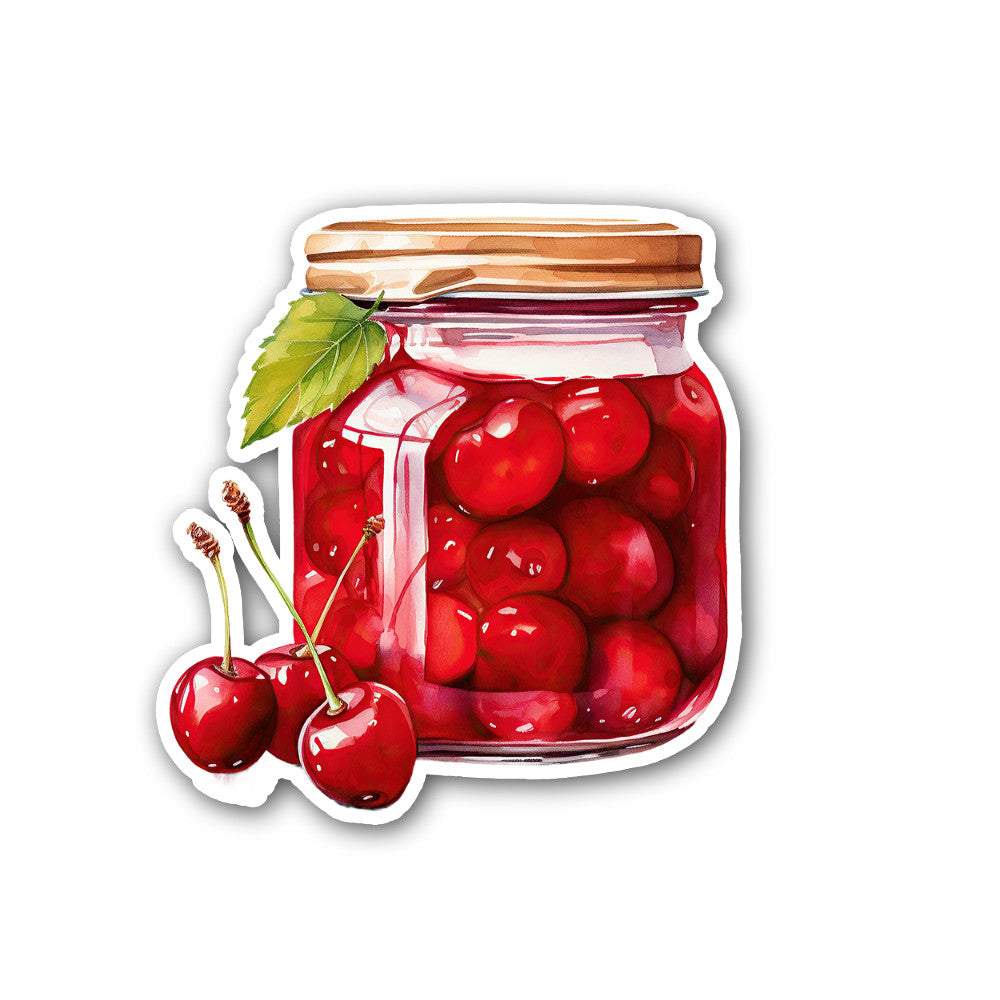Cherry jam Sticker, Waterproof Vinyl Decal Sticker Indoor Or Outdoor 2 (Pieces) 3" and 5"