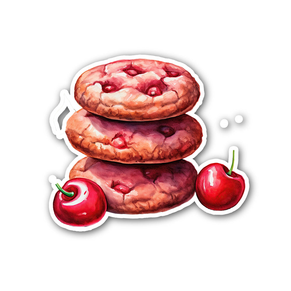 Cherry Cookies Sticker, Waterproof Vinyl Decal Sticker Indoor Or Outdoor 2 (Pieces) 3" and 5"
