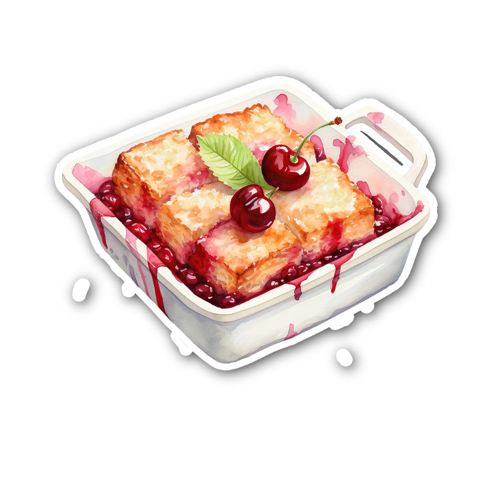 Cherry Cobbler Delight Sticker, Waterproof Vinyl Decal Sticker Indoor Or Outdoor 2 (Pieces) 3" and 5"