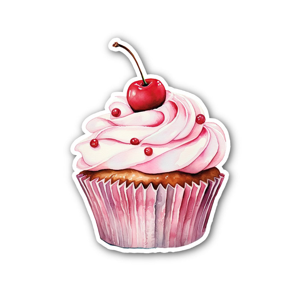 Cute dessert cupcake Sticker, Waterproof Vinyl Decal Sticker Indoor Or Outdoor 2 (Pieces) 3" and 5"