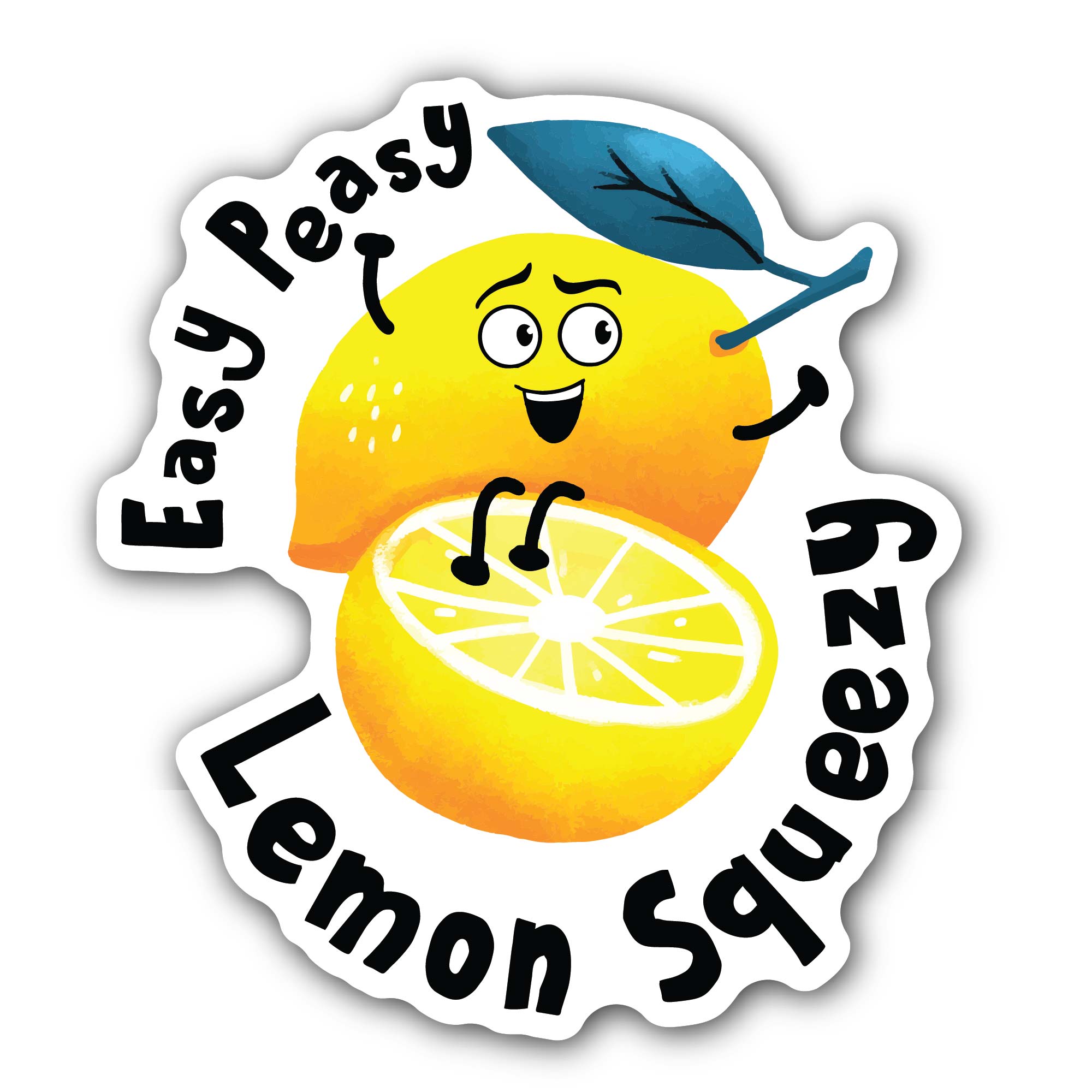 Easy Peasy Lemon Squeezy Sticker, Waterproof Vinyl Decal Sticker Indoor Or Outdoor 2 (Pieces) 3" and 5"