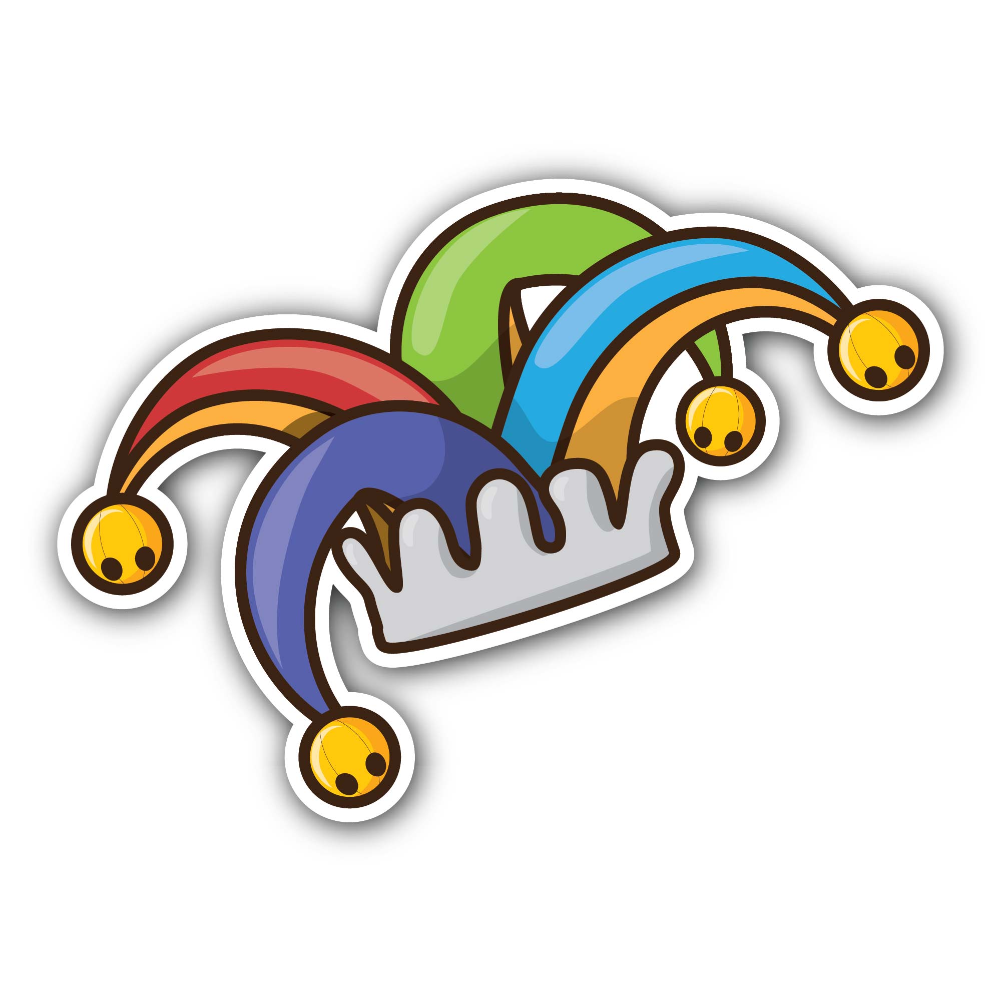 Joker Jester Clown Hat Sticker, Waterproof Vinyl Decal Sticker Indoor Or Outdoor 2 (Pieces) 3" and 5"