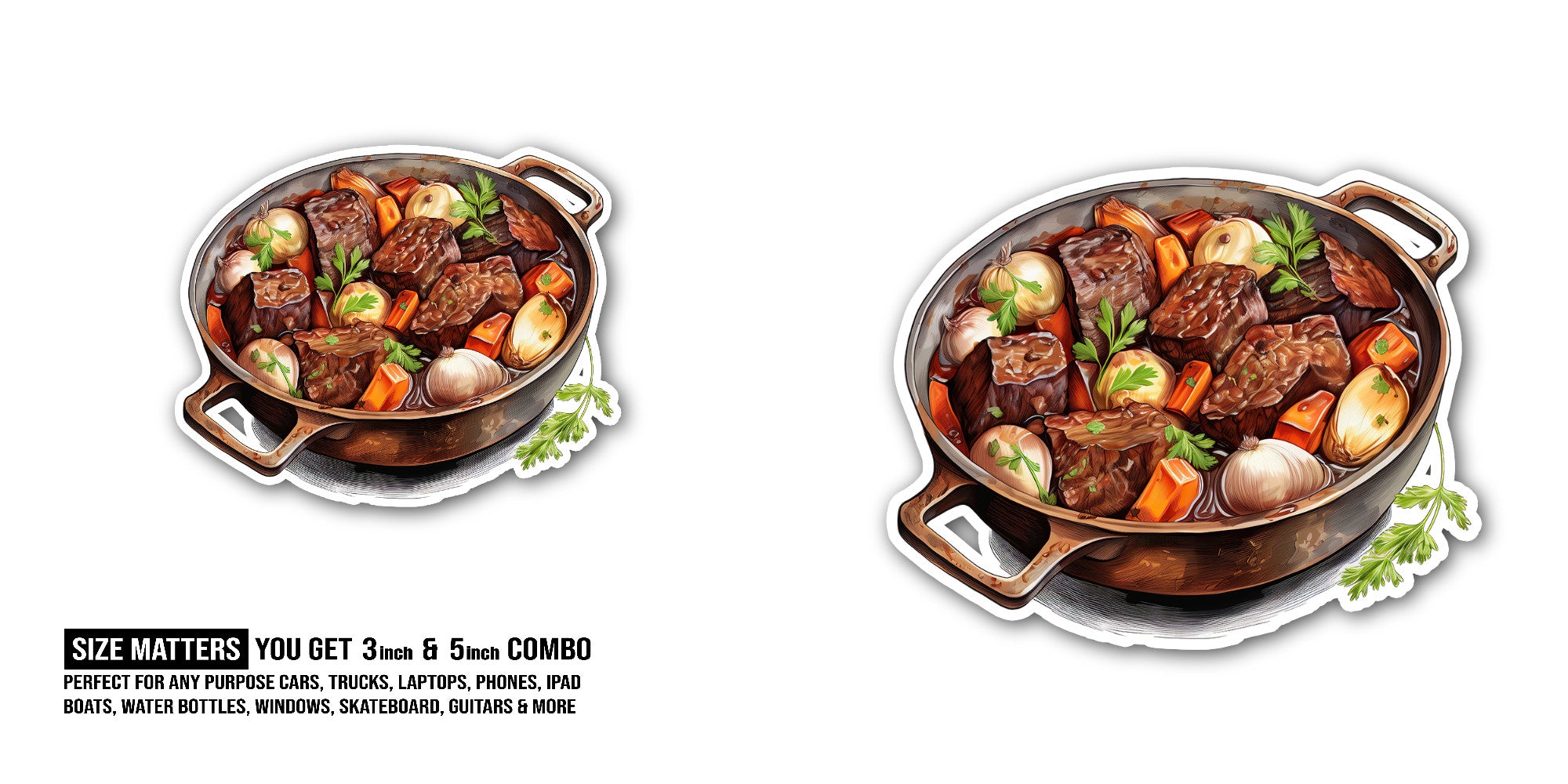 Irish Stew Sticker, Waterproof Vinyl Decal Sticker Indoor Or Outdoor 2 (Pieces) 3" and 5"