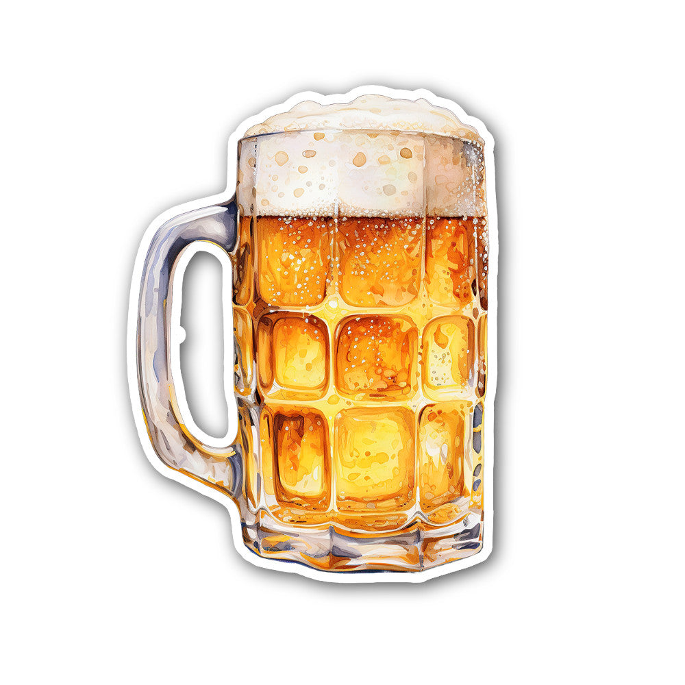 Mug of beer Sticker, Waterproof Vinyl Decal Sticker Indoor Or Outdoor 2 (Pieces) 3" and 5"