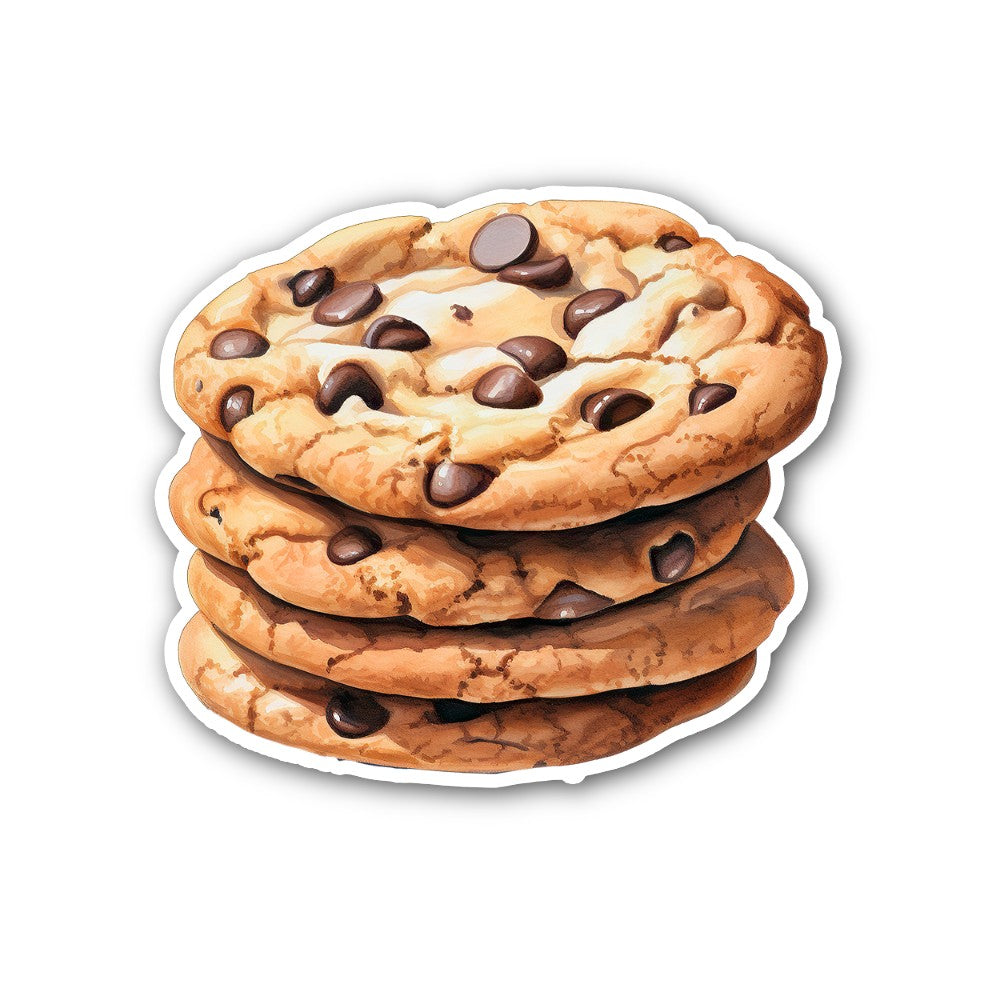Chocolate chip cookie Sticker, Waterproof Vinyl Decal Sticker Indoor Or Outdoor 2 (Pieces) 3" and 5"