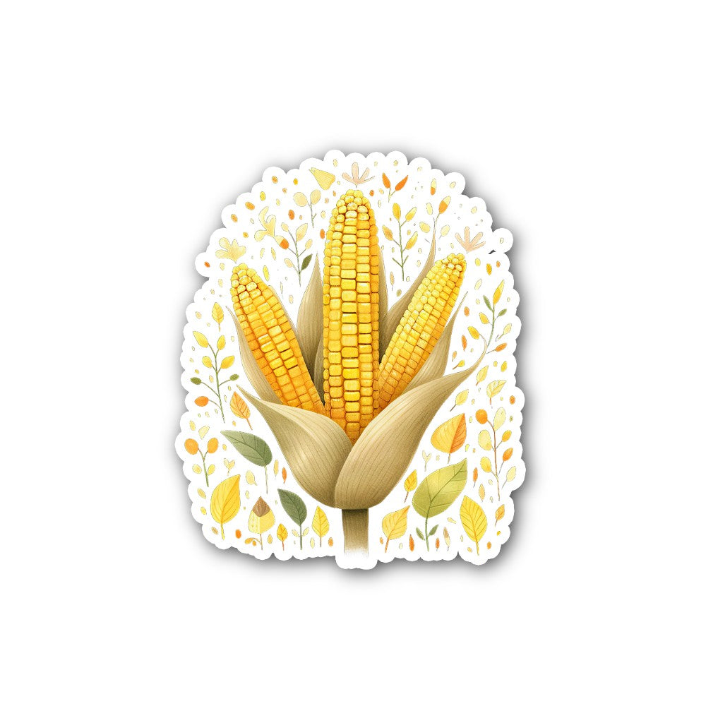 Corn Sticker, Waterproof Vinyl Decal Sticker Indoor Or Outdoor 2 (Pieces) 3" and 5"