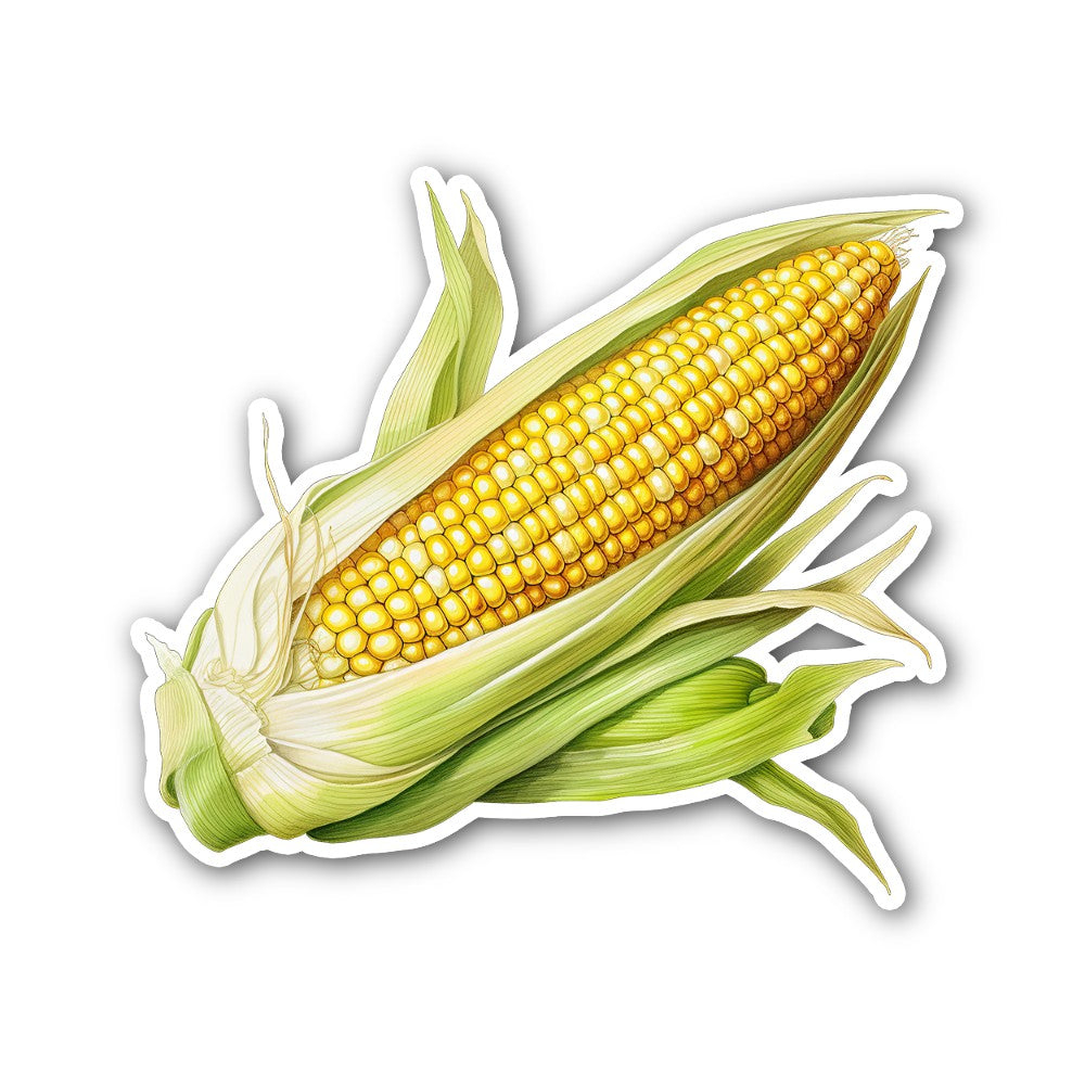 Ear of corn Sticker, Waterproof Vinyl Decal Sticker Indoor Or Outdoor 2 (Pieces) 3" and 5"