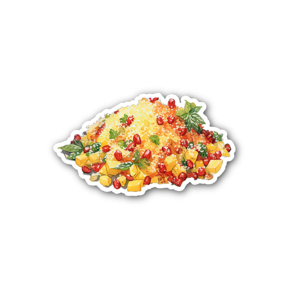 Couscous or quinoa salad Sticker, Waterproof Vinyl Decal Sticker Indoor Or Outdoor 2 (Pieces) 3" and 5"