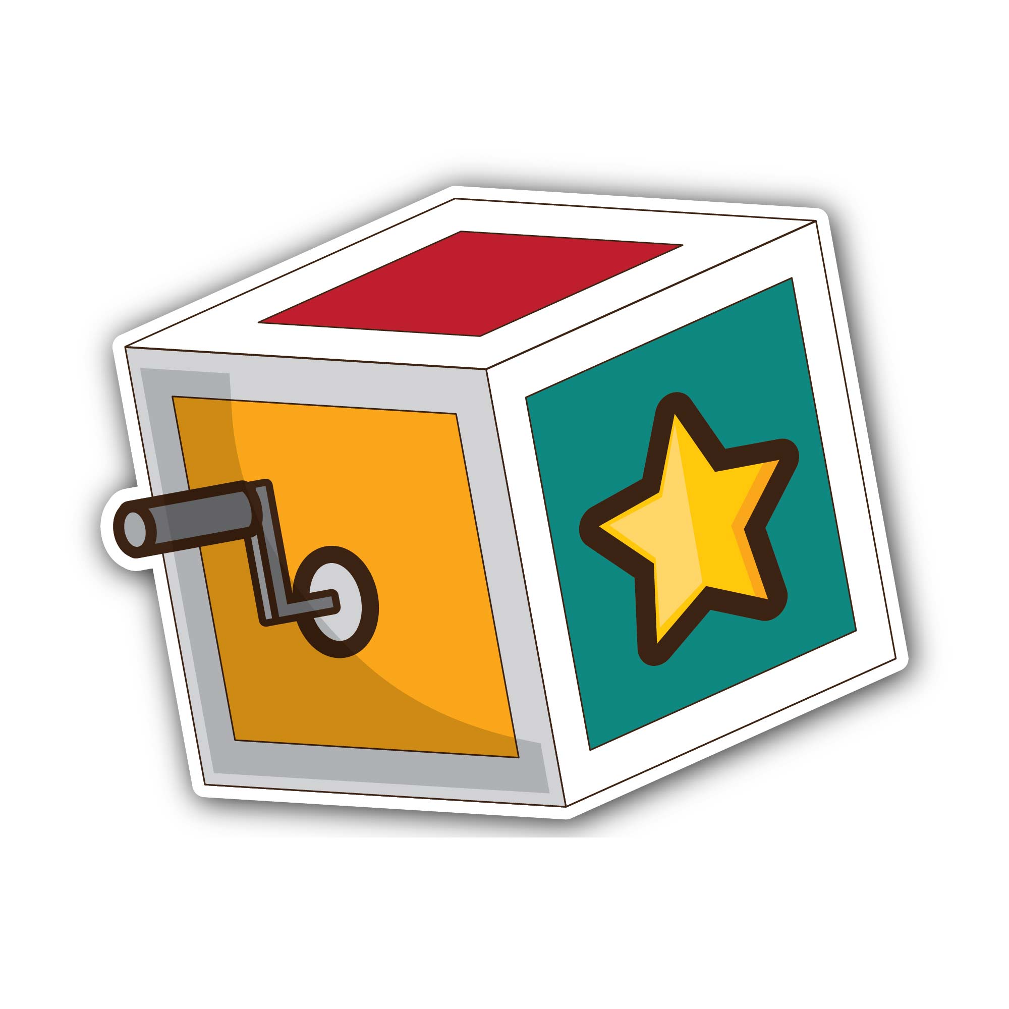 Jack in The Box Sticker, Waterproof Vinyl Decal Sticker Indoor Or Outdoor 2 (Pieces) 3" and 5"