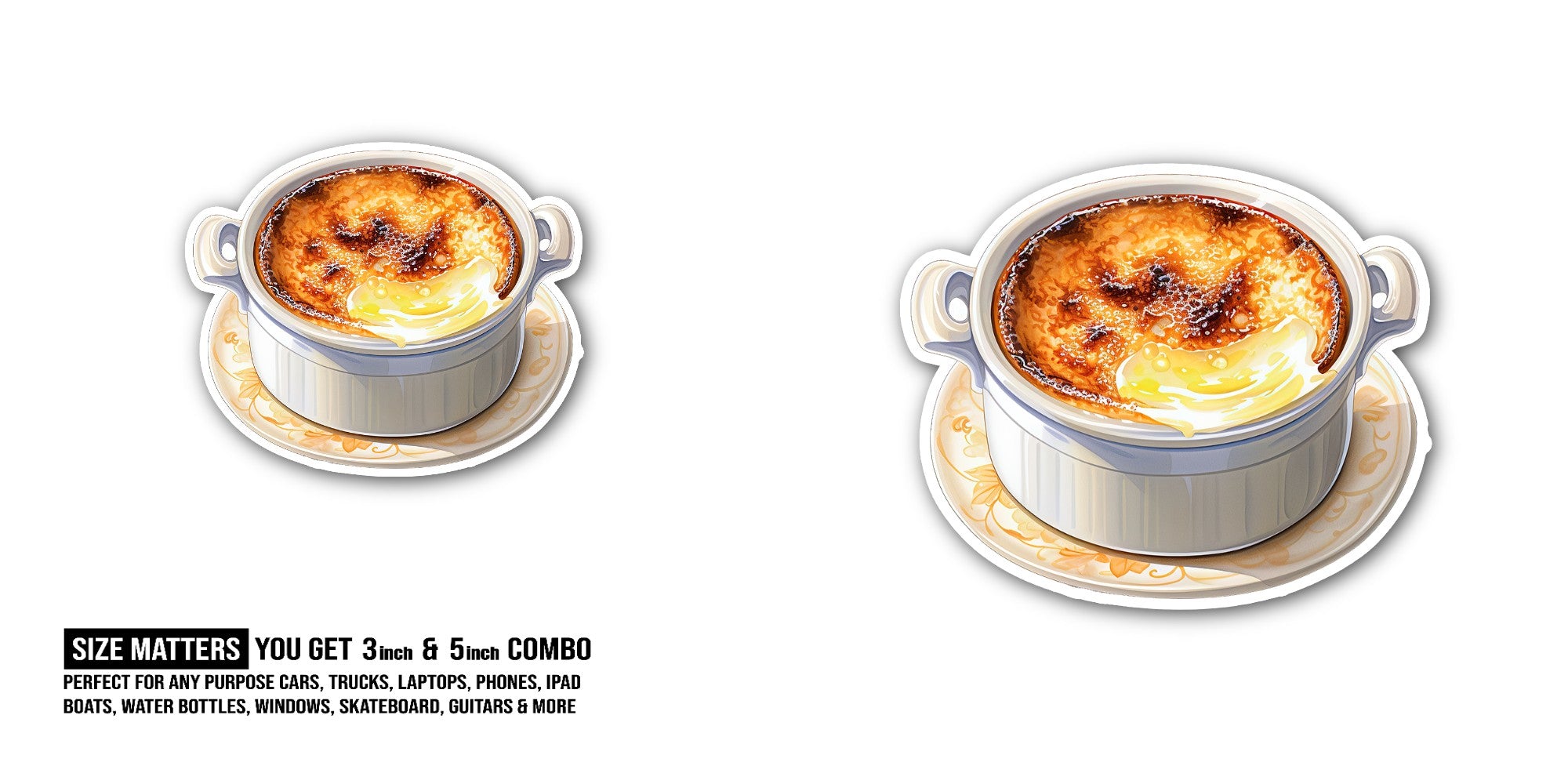 Classic French dessert Sticker, Waterproof Vinyl Decal Sticker Indoor Or Outdoor 2 (Pieces) 3" and 5"