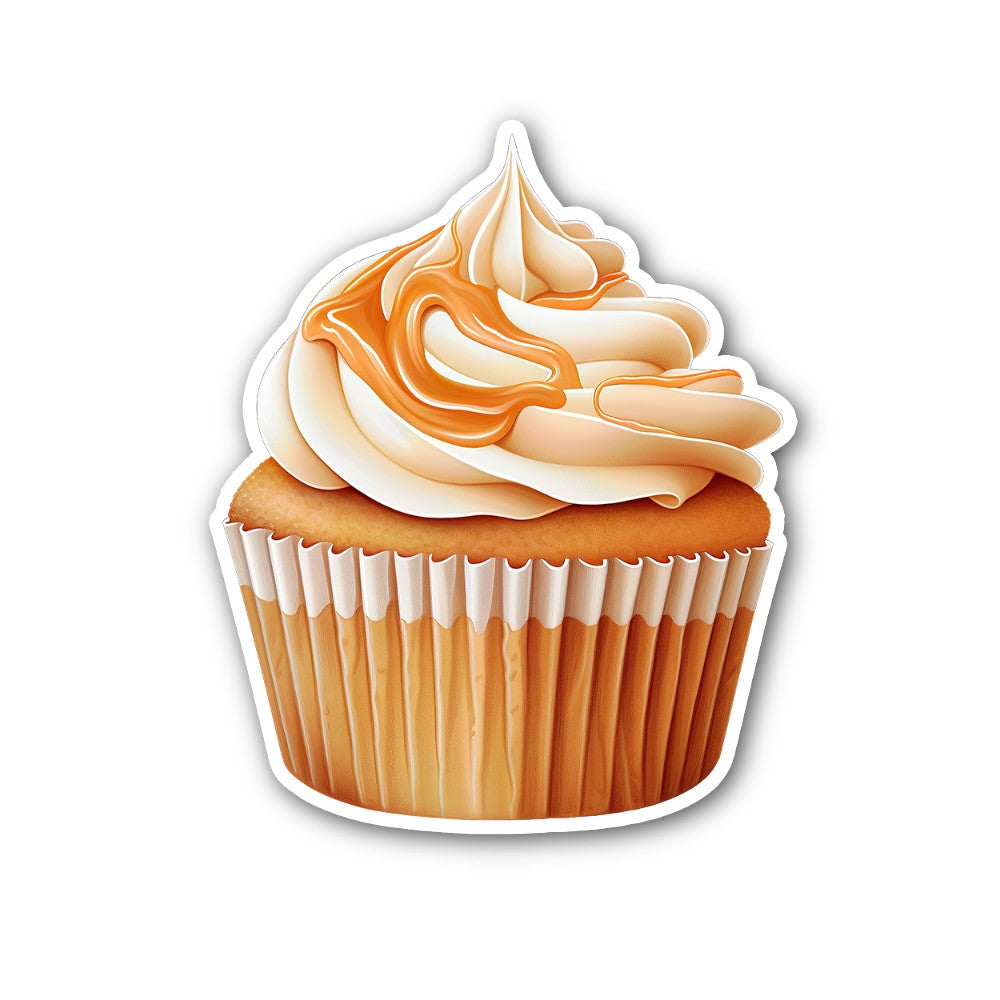 Specifically a caramel cupcake Sticker, Waterproof Vinyl Decal Sticker Indoor Or Outdoor 2 (Pieces) 3" and 5"