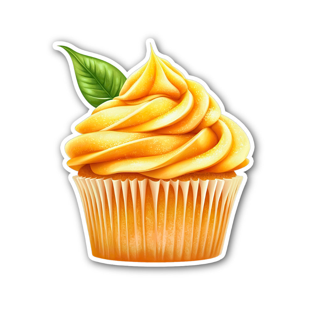 Cupcake with orange Sticker, Waterproof Vinyl Decal Sticker Indoor Or Outdoor 2 (Pieces) 3" and 5"