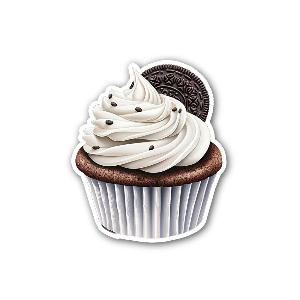 Cookies and Cream cupcake Sticker, Waterproof Vinyl Decal Sticker Indoor Or Outdoor 2 (Pieces) 3" and 5"