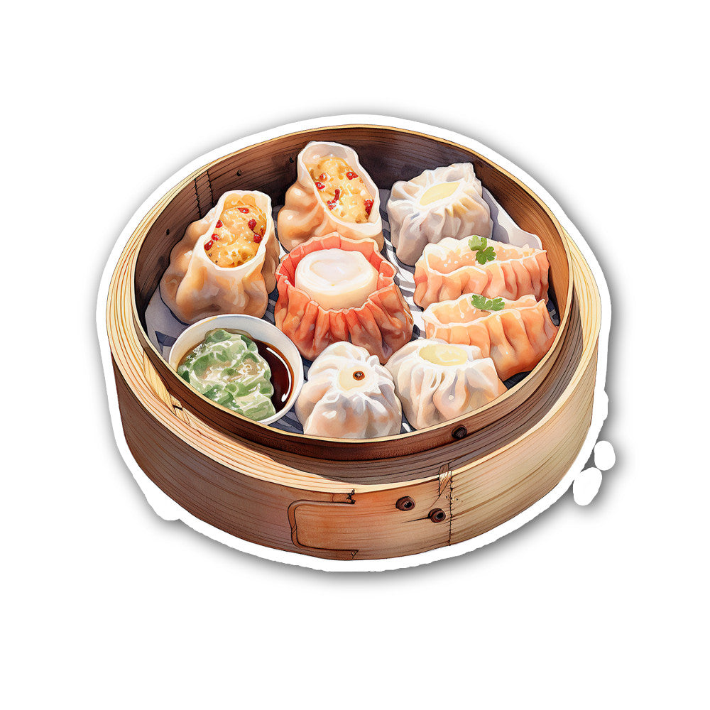 Bamboo steamer Sticker, Waterproof Vinyl Decal Sticker Indoor Or Outdoor 2 (Pieces) 3" and 5"