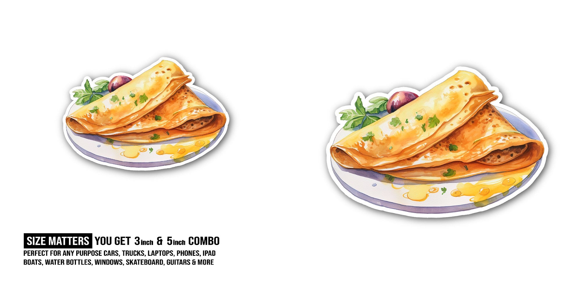 Thin pancake Sticker, Waterproof Vinyl Decal Sticker Indoor Or Outdoor 2 (Pieces) 3" and 5"