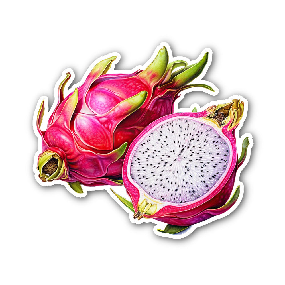 Dragon fruit Sticker, Waterproof Vinyl Decal Sticker Indoor Or Outdoor 2 (Pieces) 3" and 5"