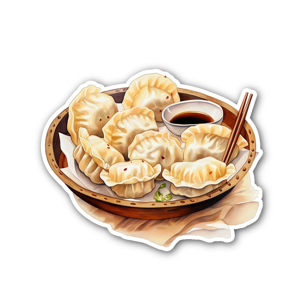 Dumplings Sticker, Waterproof Vinyl Decal Sticker Indoor Or Outdoor 2 (Pieces) 3" and 5"