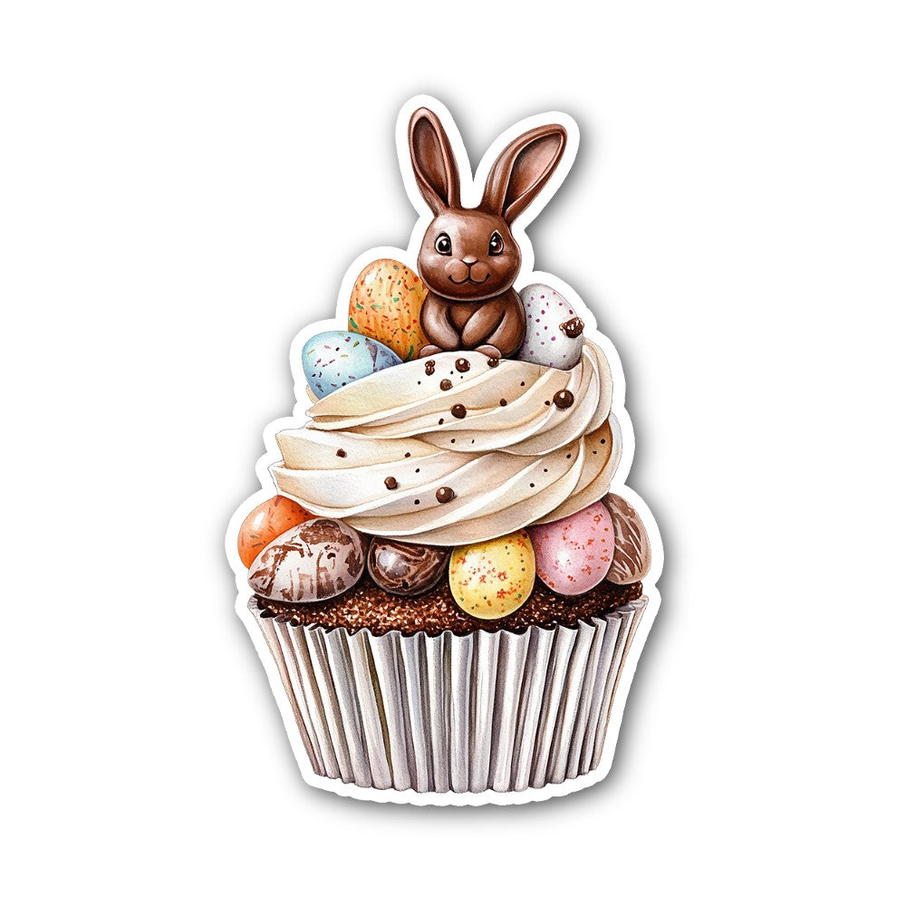 Easter cupcake Sticker, Waterproof Vinyl Decal Sticker Indoor Or Outdoor 2 (Pieces) 3" and 5"