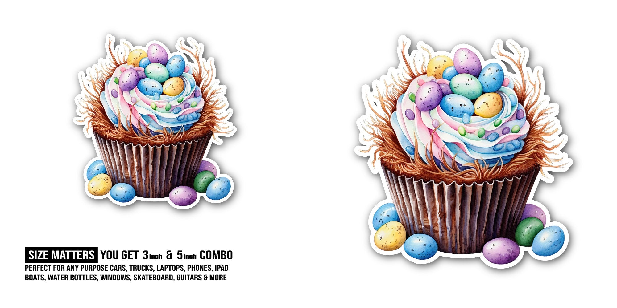 Easter celebrations Sticker, Waterproof Vinyl Decal Sticker Indoor Or Outdoor 2 (Pieces) 3" and 5"