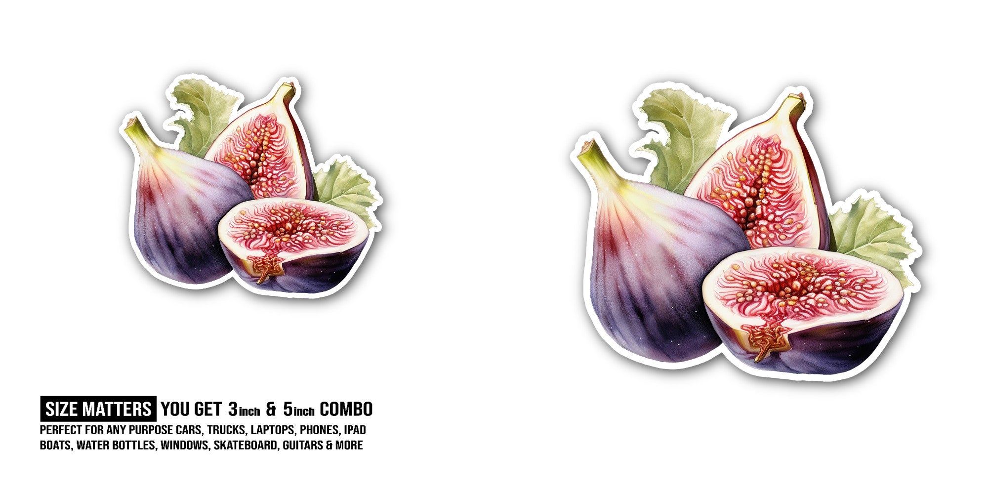 Figs Sticker, Waterproof Vinyl Decal Sticker Indoor Or Outdoor 2 (Pieces) 3" and 5"