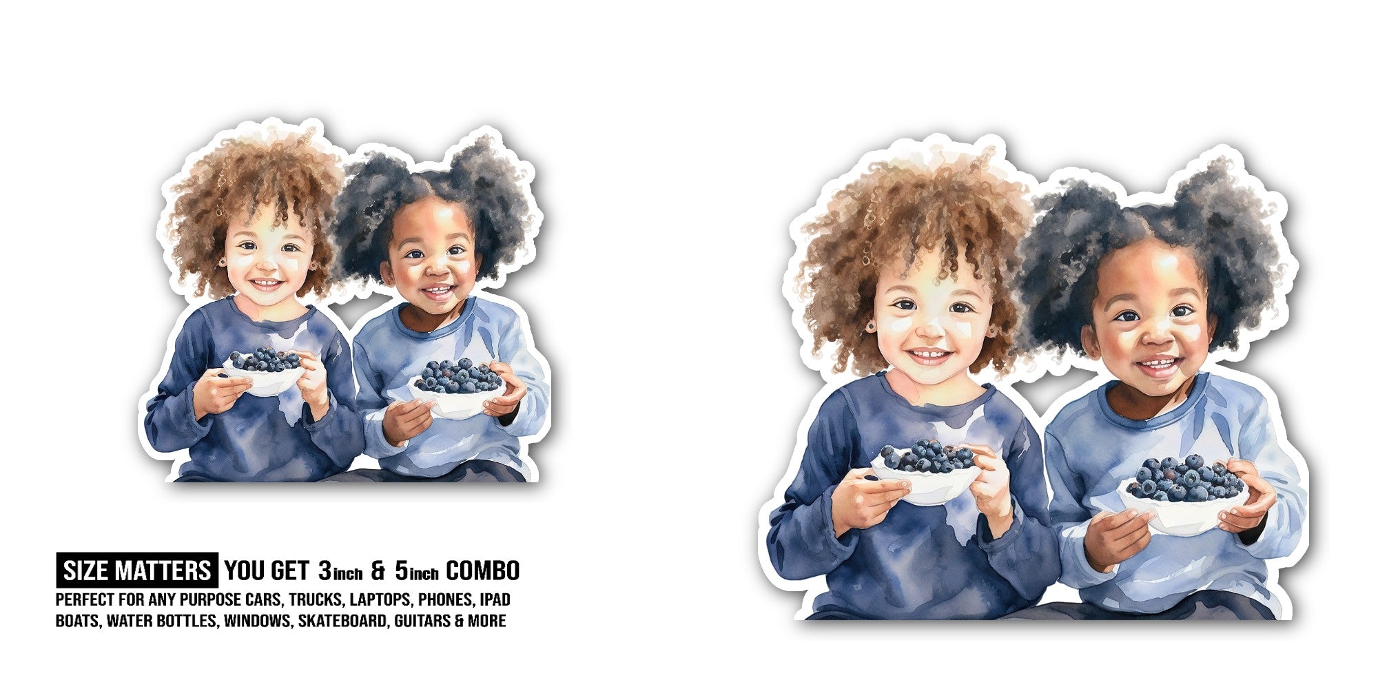 CUTE KIDS Sticker, Waterproof Vinyl Decal Sticker Indoor Or Outdoor 2 (Pieces) 3" and 5"