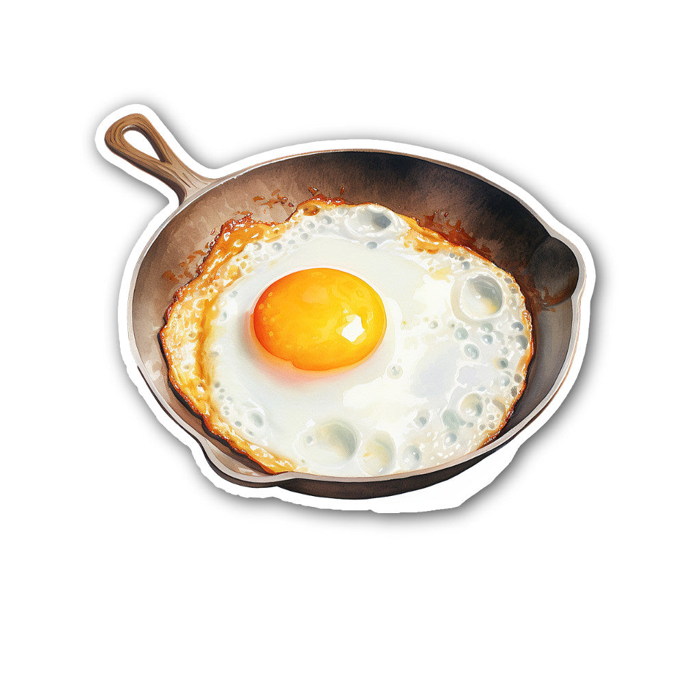 Fried eggs Sticker, Waterproof Vinyl Decal Sticker Indoor Or Outdoor 2 (Pieces) 3" and 5"