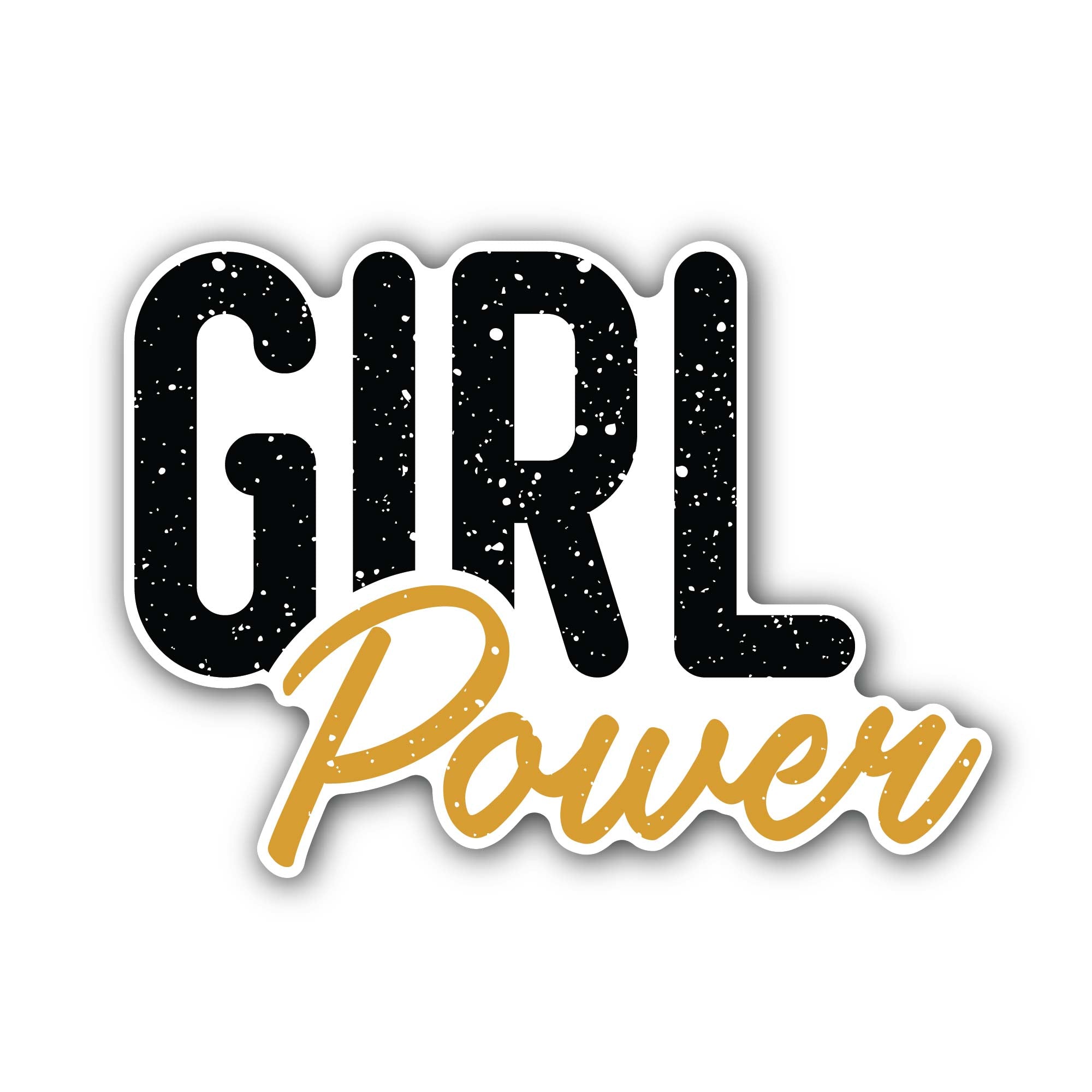 Gold & Black Girl Power Sticker, Waterproof Vinyl Decal Sticker Indoor Or Outdoor 2 (Pieces) 3" and 5"