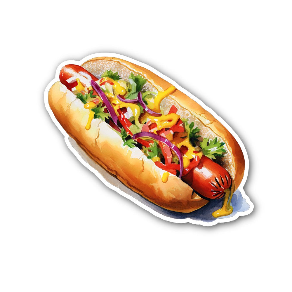 Hot dog Sticker, Waterproof Vinyl Decal Sticker Indoor Or Outdoor 2 (Pieces) 3" and 5"