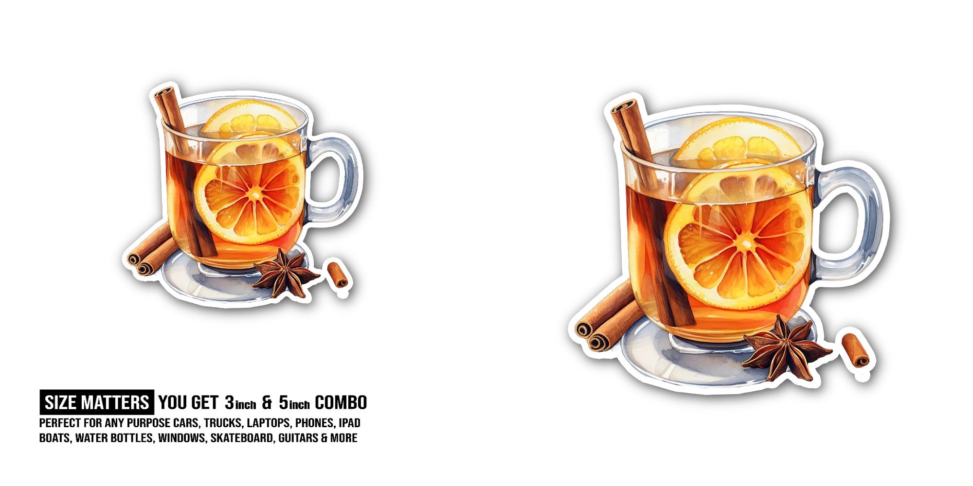 Mulled Wine Sticker, Waterproof Vinyl Decal Sticker Indoor Or Outdoor 2 (Pieces) 3" and 5"