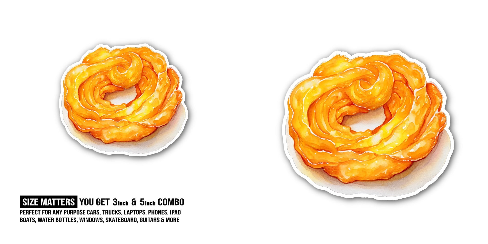 Jalebi Sticker, Waterproof Vinyl Decal Sticker Indoor Or Outdoor 2 (Pieces) 3" and 5"