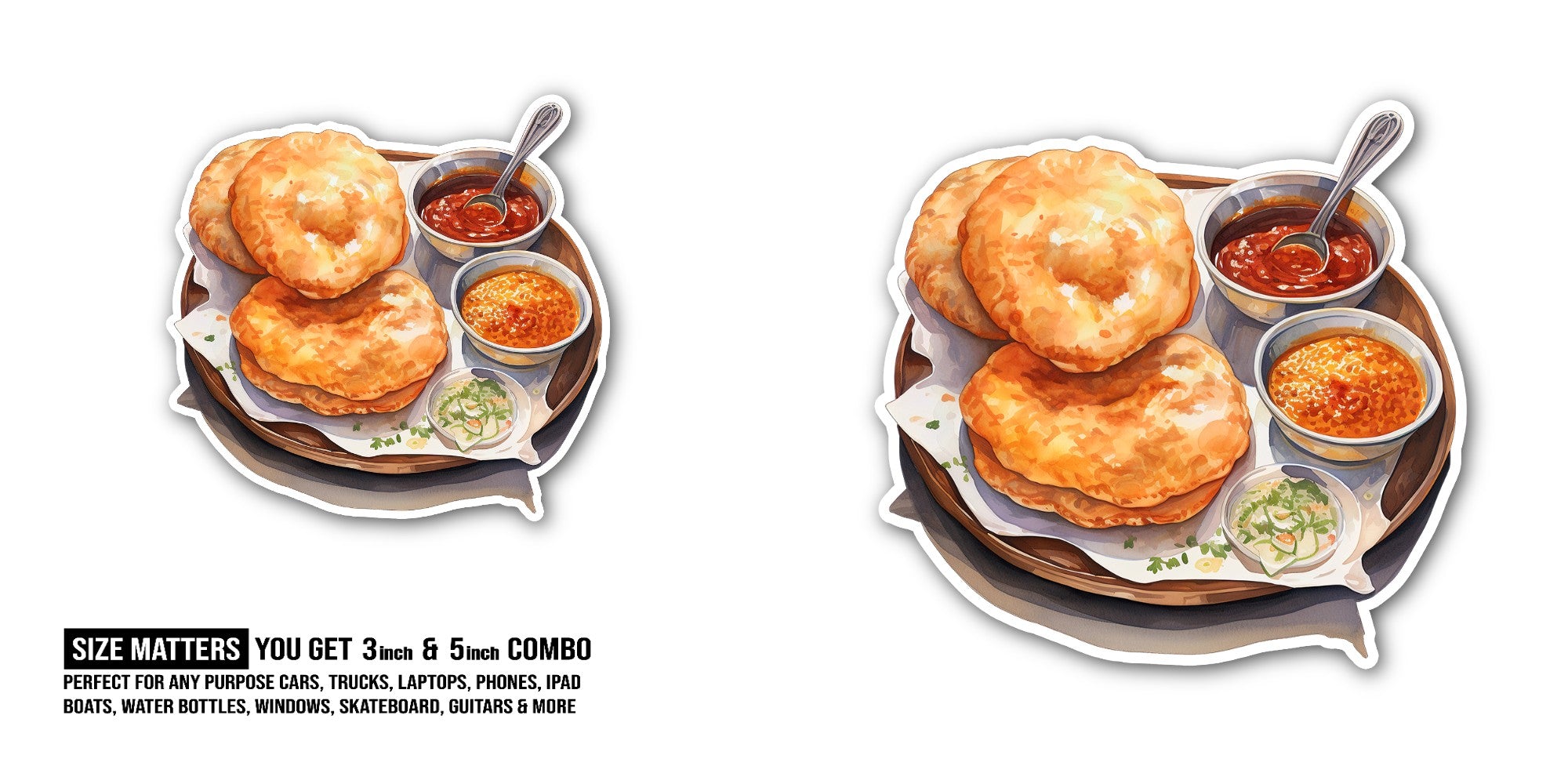 Plate Of A Golgappa Sticker, Waterproof Vinyl Decal Sticker Indoor Or Outdoor 2 (Pieces) 3" and 5"