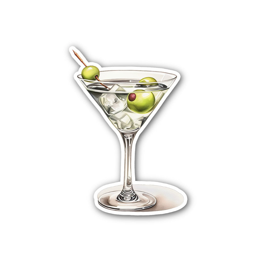 Martini Cocktail Sticker, Waterproof Vinyl Decal Sticker Indoor Or Outdoor 2 (Pieces) 3" and 5"