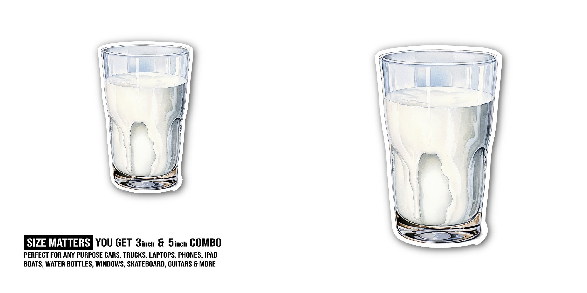 Milk Glass Sticker, Waterproof Vinyl Decal Sticker Indoor Or Outdoor 2 (Pieces) 3" and 5"