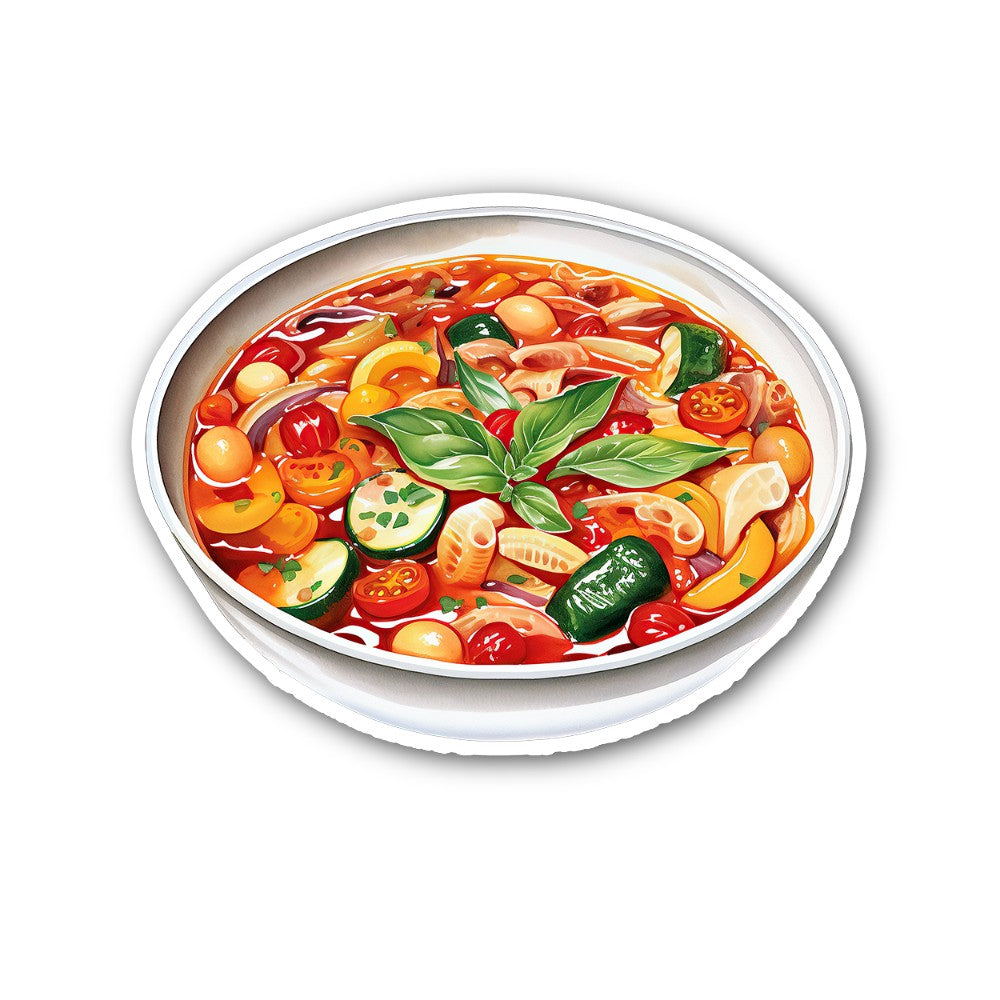 Minestrone soup Sticker, Waterproof Vinyl Decal Sticker Indoor Or Outdoor 2 (Pieces) 3" and 5"