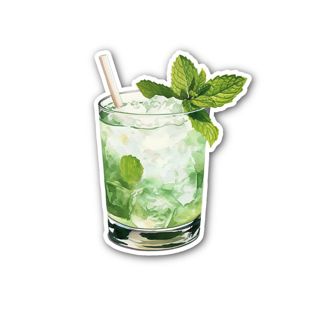 Mint julep cocktail Sticker, Waterproof Vinyl Decal Sticker Indoor Or Outdoor 2 (Pieces) 3" and 5"