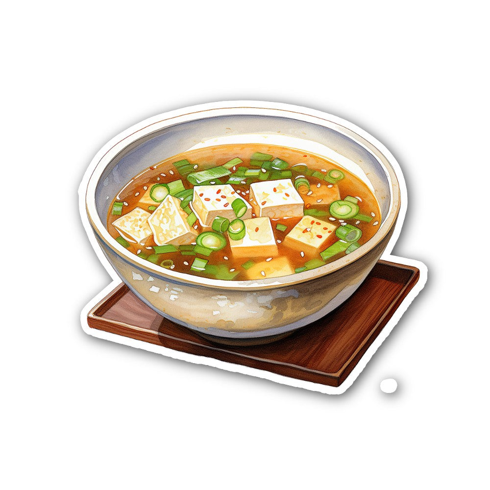 Miso soup Sticker, Waterproof Vinyl Decal Sticker Indoor Or Outdoor 2 (Pieces) 3" and 5"