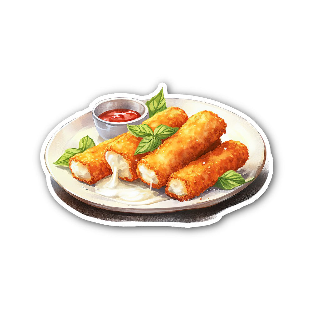 Mozzarella sticks Sticker, Waterproof Vinyl Decal Sticker Indoor Or Outdoor 2 (Pieces) 3" and 5"