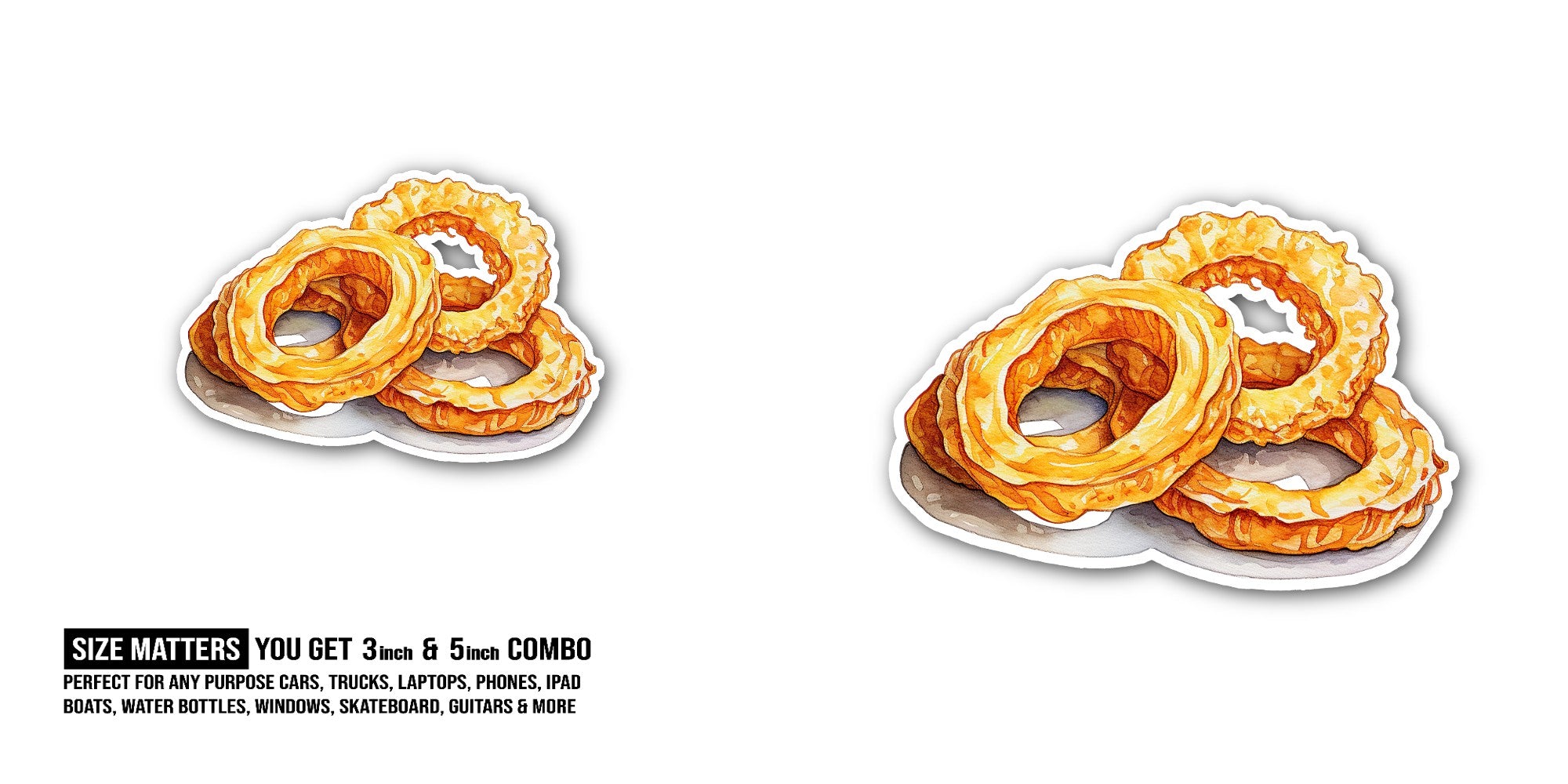 Onion ring  Sticker, Waterproof Vinyl Decal Sticker Indoor Or Outdoor 2 (Pieces) 3" and 5"